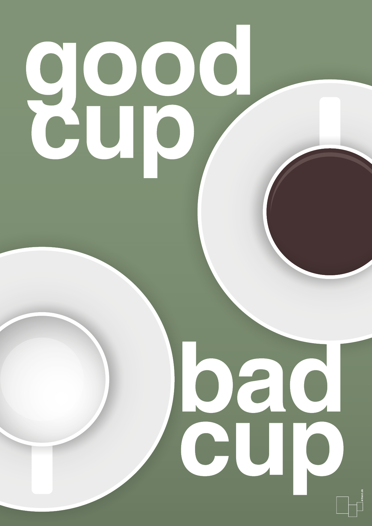 plakat: good cup - bad cup - jade-Kaffe-A1two3