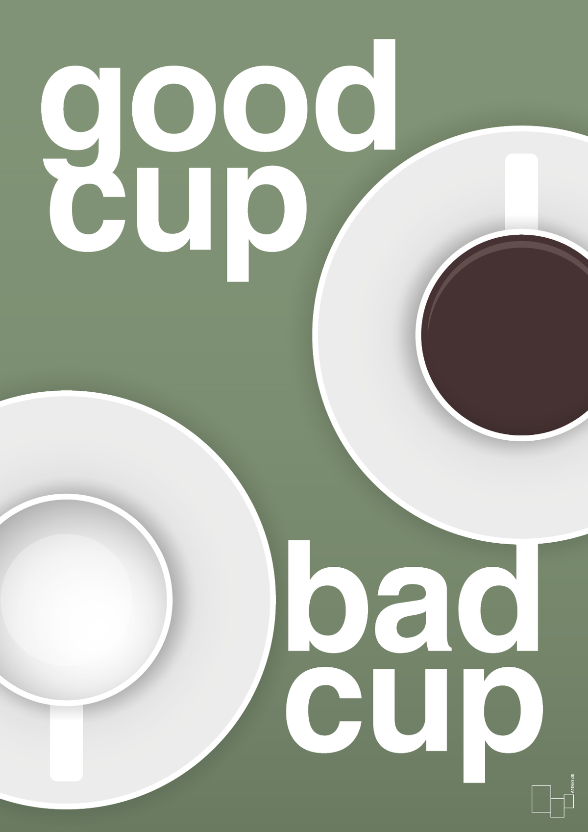 plakat: good cup - bad cup - jade-Kaffe-A1two3