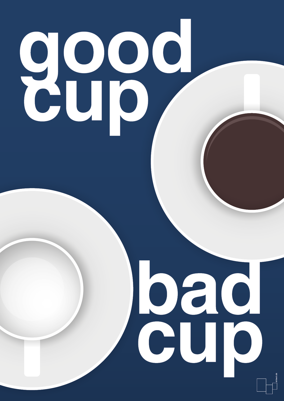plakat: good cup - bad cup - lapis blue-Kaffe-A1two3