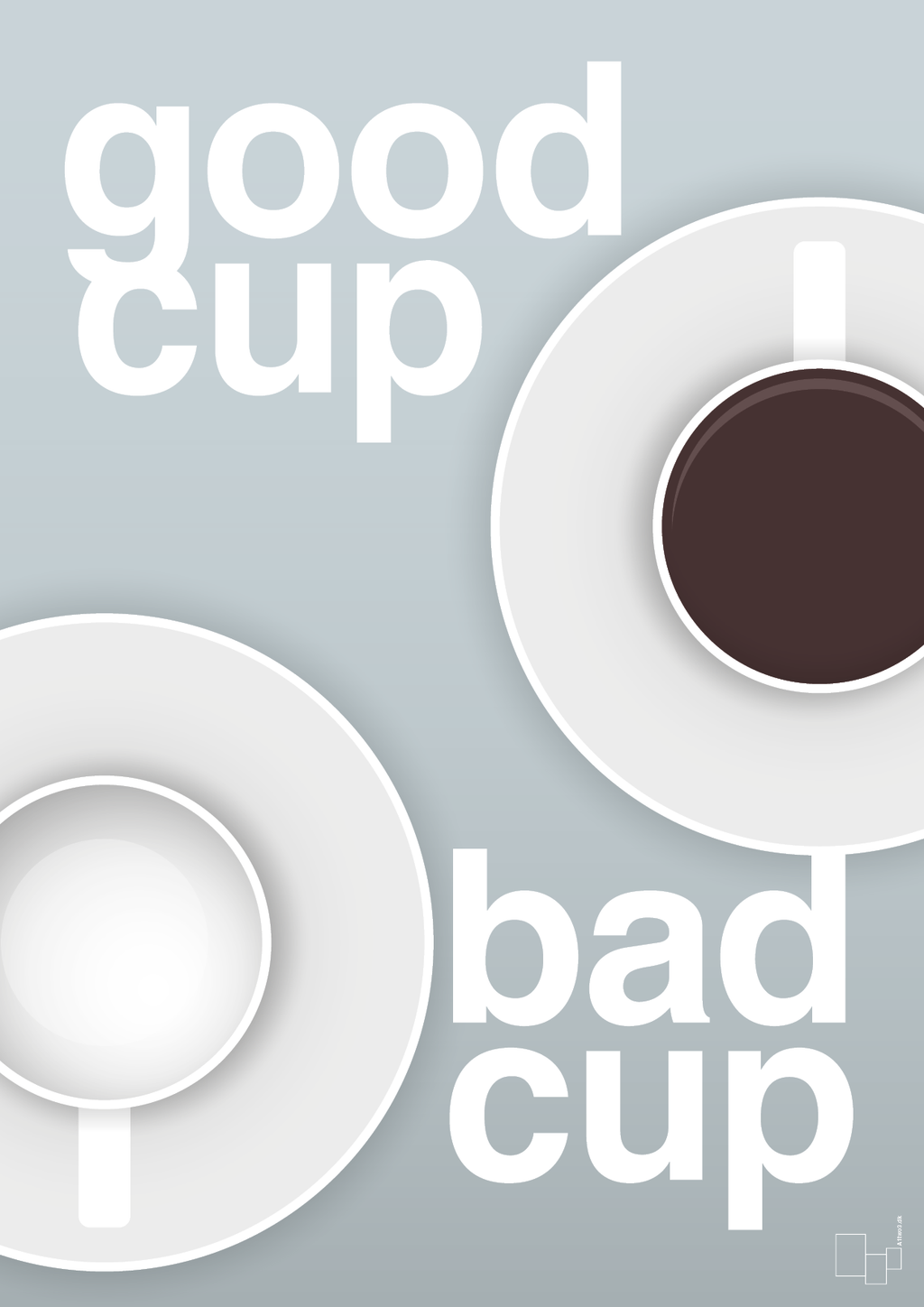 plakat: good cup - bad cup - light drizzle-Kaffe-A1two3