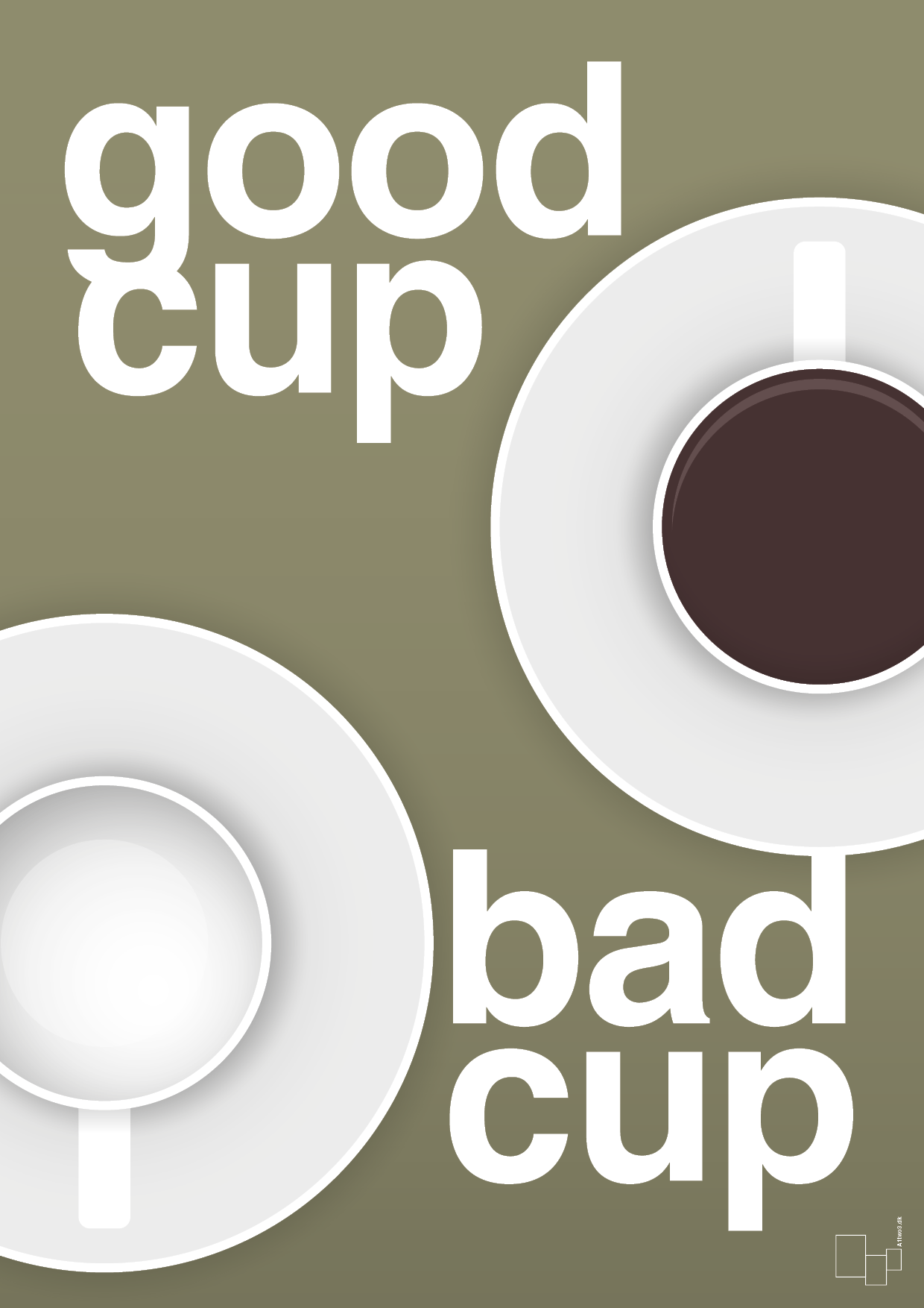 plakat: good cup - bad cup - misty forrest-Kaffe-A1two3