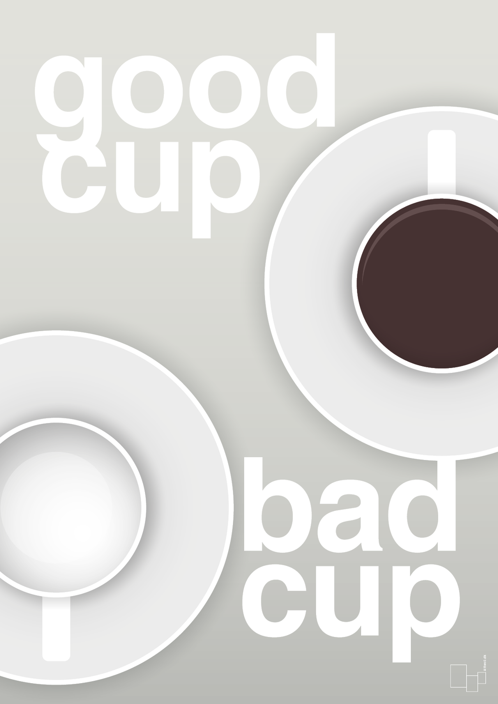 plakat: good cup - bad cup - painters white-Kaffe-A1two3