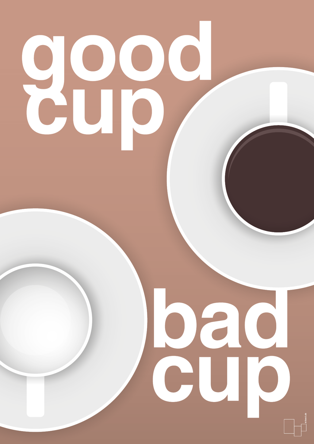 plakat: good cup - bad cup - powder-Kaffe-A1two3