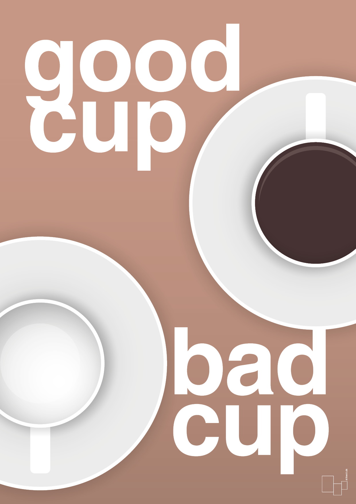 plakat: good cup - bad cup - powder-Kaffe-A1two3