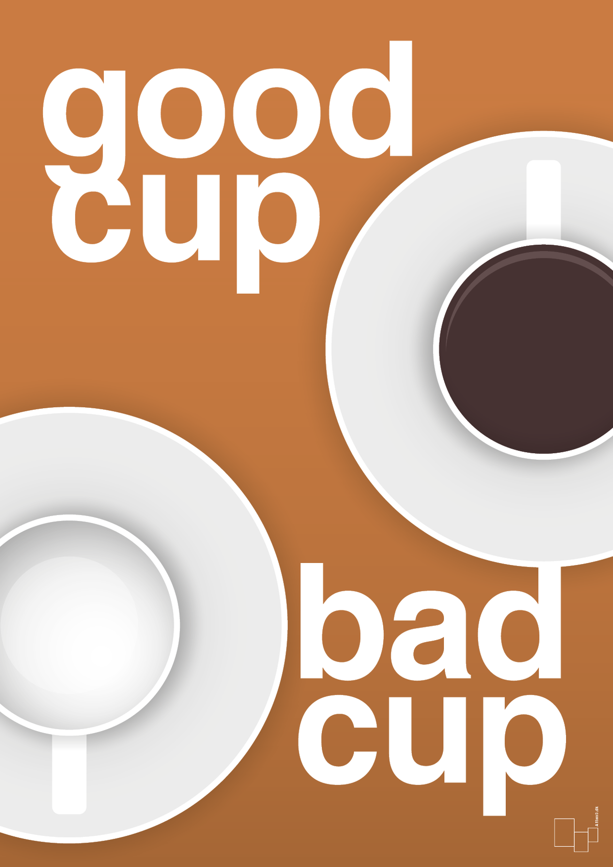 plakat: good cup - bad cup - rumba orange-Kaffe-A1two3