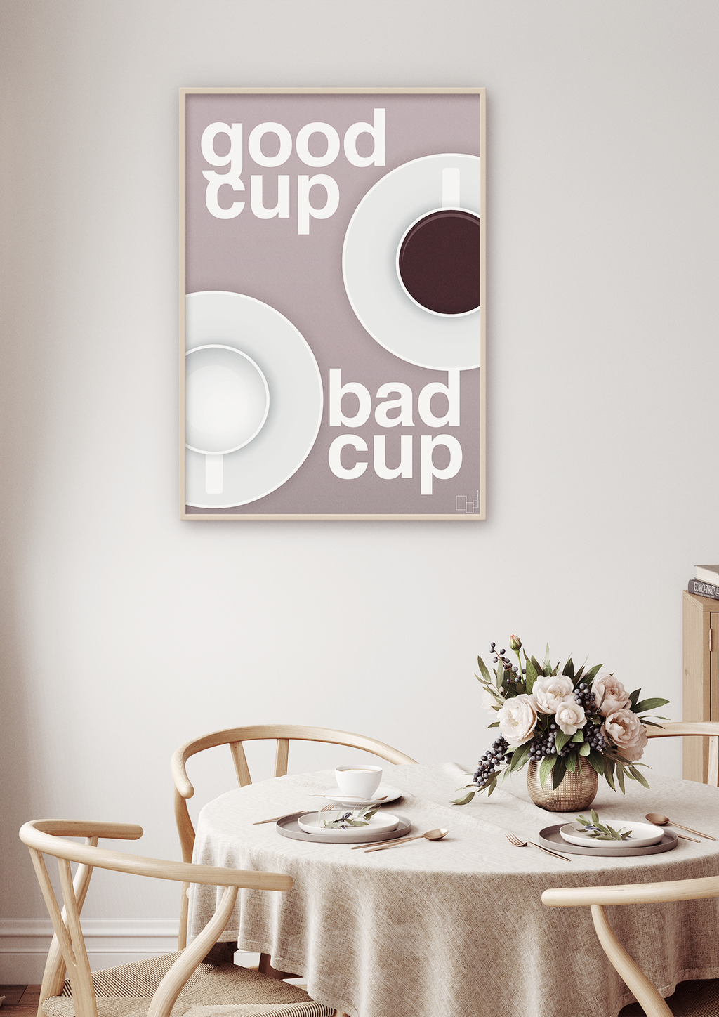 plakat: good cup - bad cup - creamy mushroom-Kaffe-A1two3