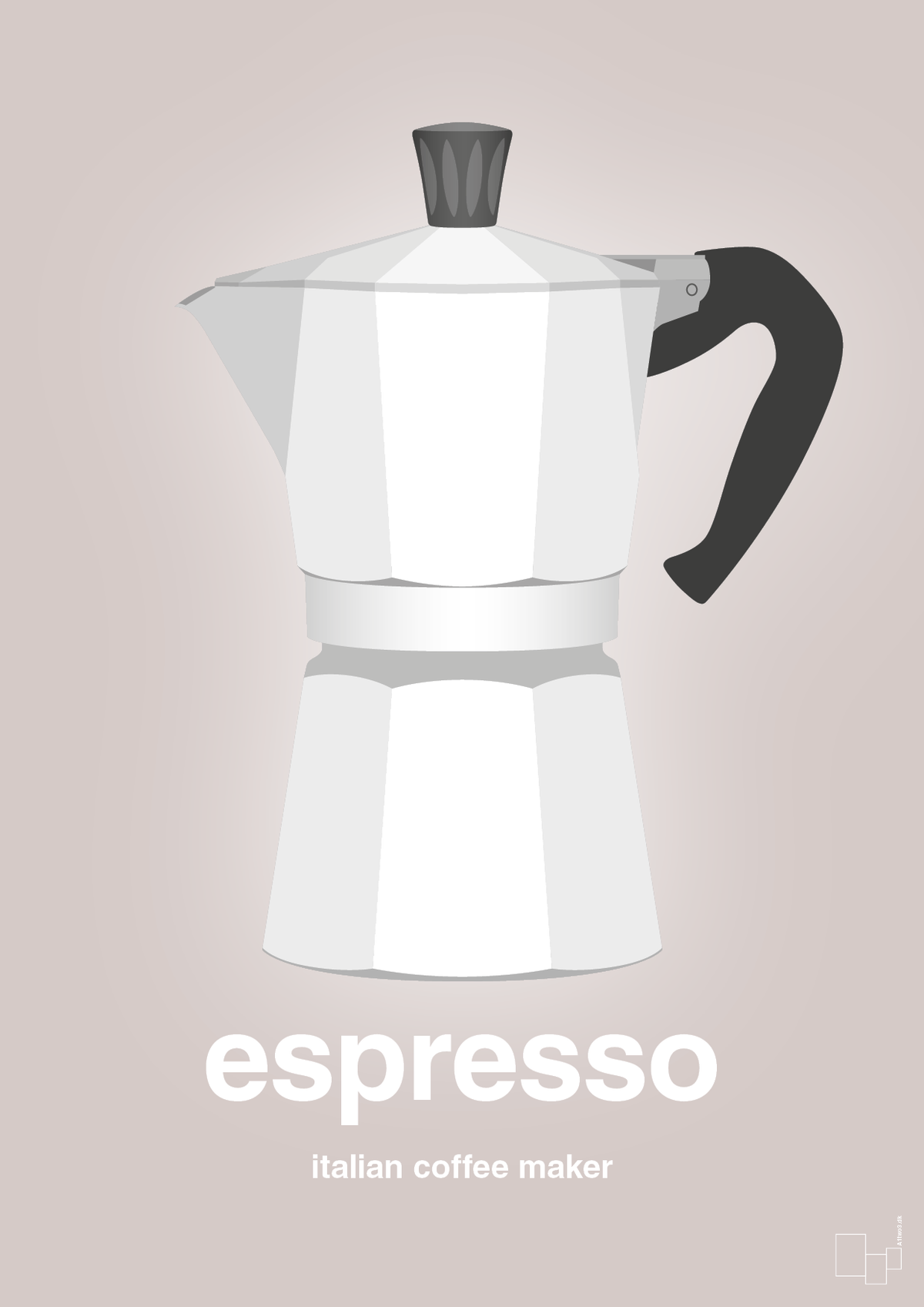 plakat: espresso - italian coffee maker - broken beige-Kaffe-A1two3