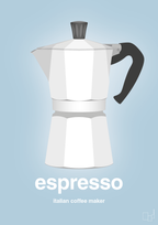 plakat: espresso - italian coffee maker - heavenly blue-Kaffe-A1two3