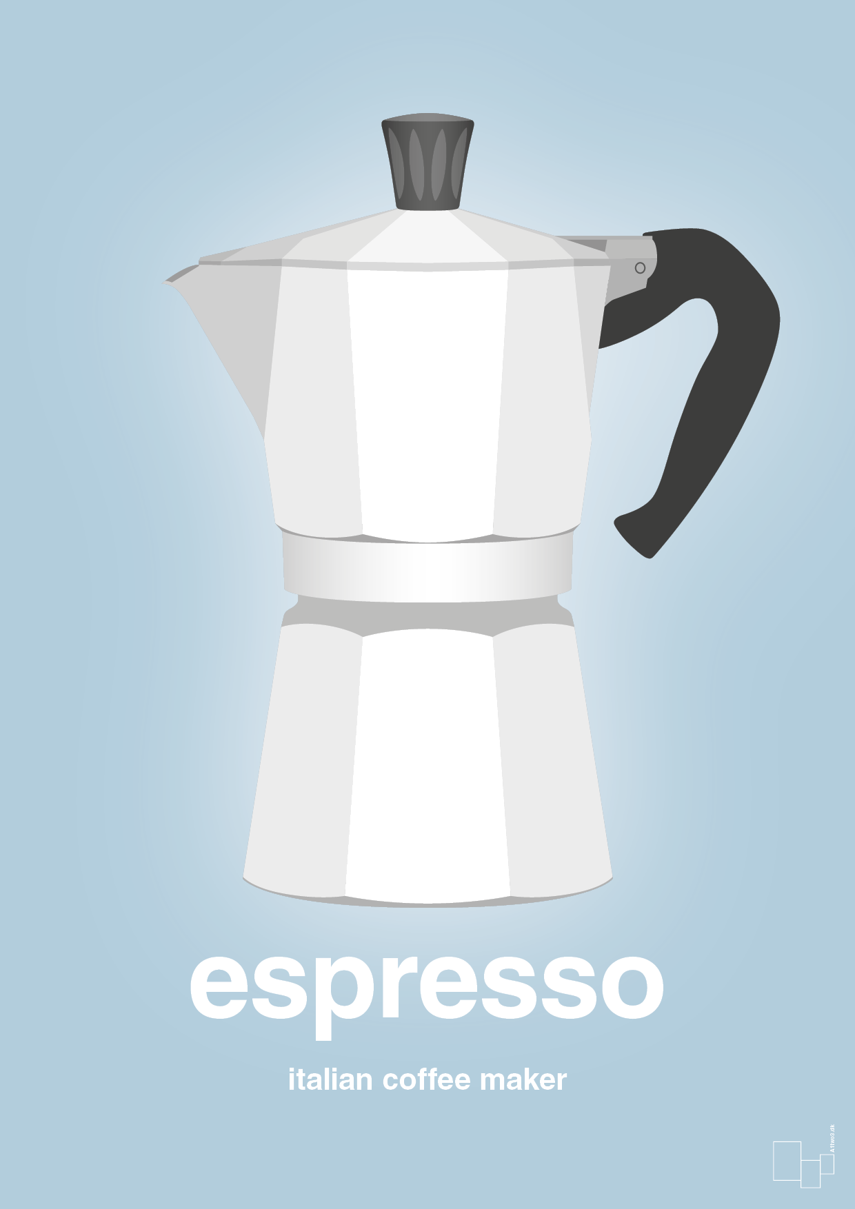 plakat: espresso - italian coffee maker - heavenly blue-Kaffe-A1two3