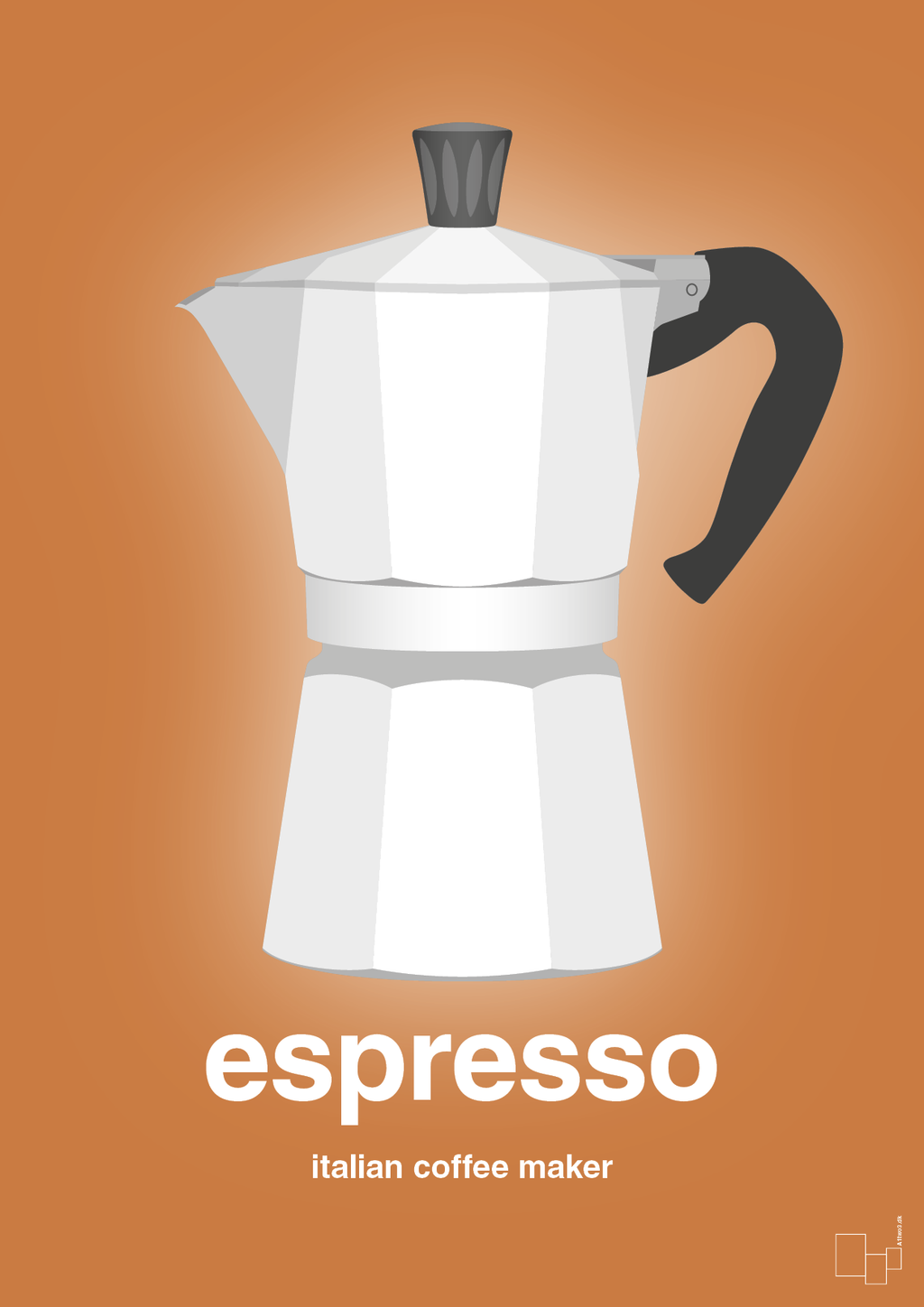 plakat: espresso - italian coffee maker - rumba orange-Kaffe-A1two3