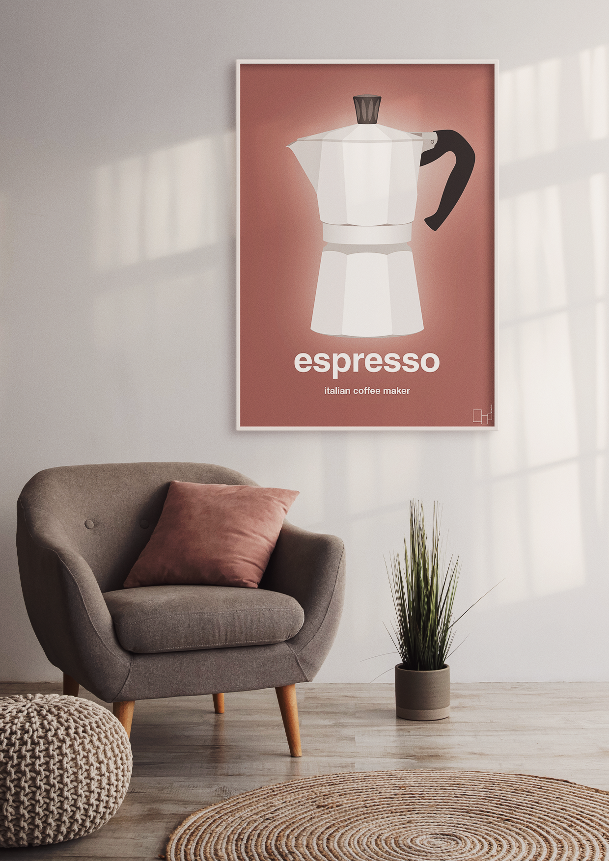 plakat: espresso - italian coffee maker - graphic charcoal-Kaffe-A1two3