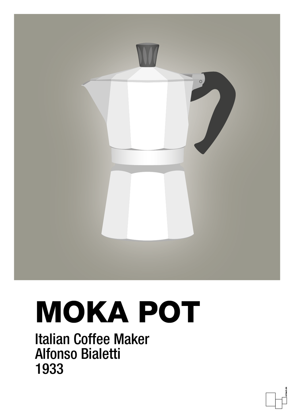 plakat: moka pot - battleship gray-Kaffe-A1two3