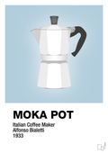 plakat: moka pot - heavenly blue-Kaffe-A1two3