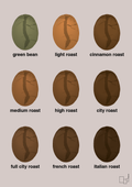 plakat: coffee roast levels - broken beige-Kaffe-A1two3