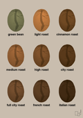 plakat: coffee roast levels - creamy mushroom-Kaffe-A1two3