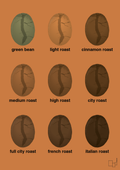 plakat: coffee roast levels - rumba orange-Kaffe-A1two3