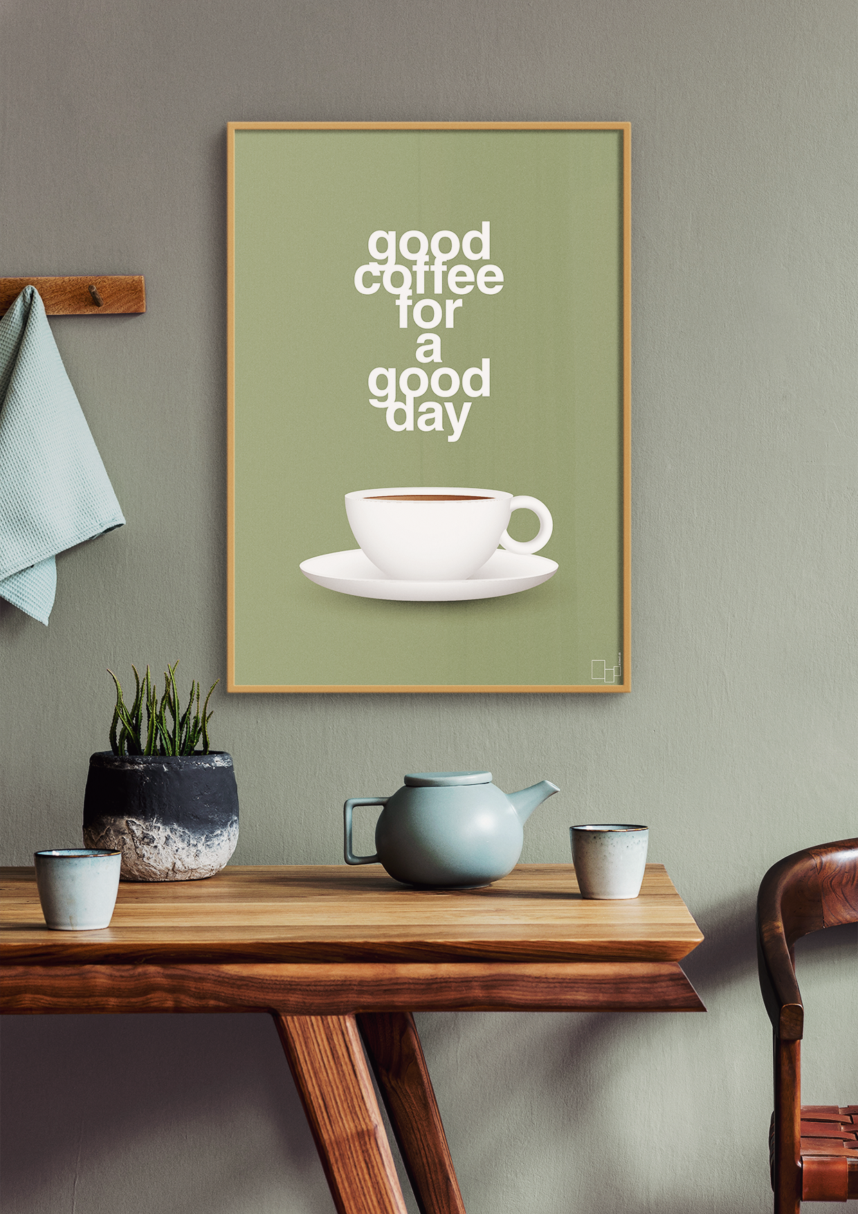 plakat: good coffee for a good day - graphic charcoal-Kaffe-A1two3
