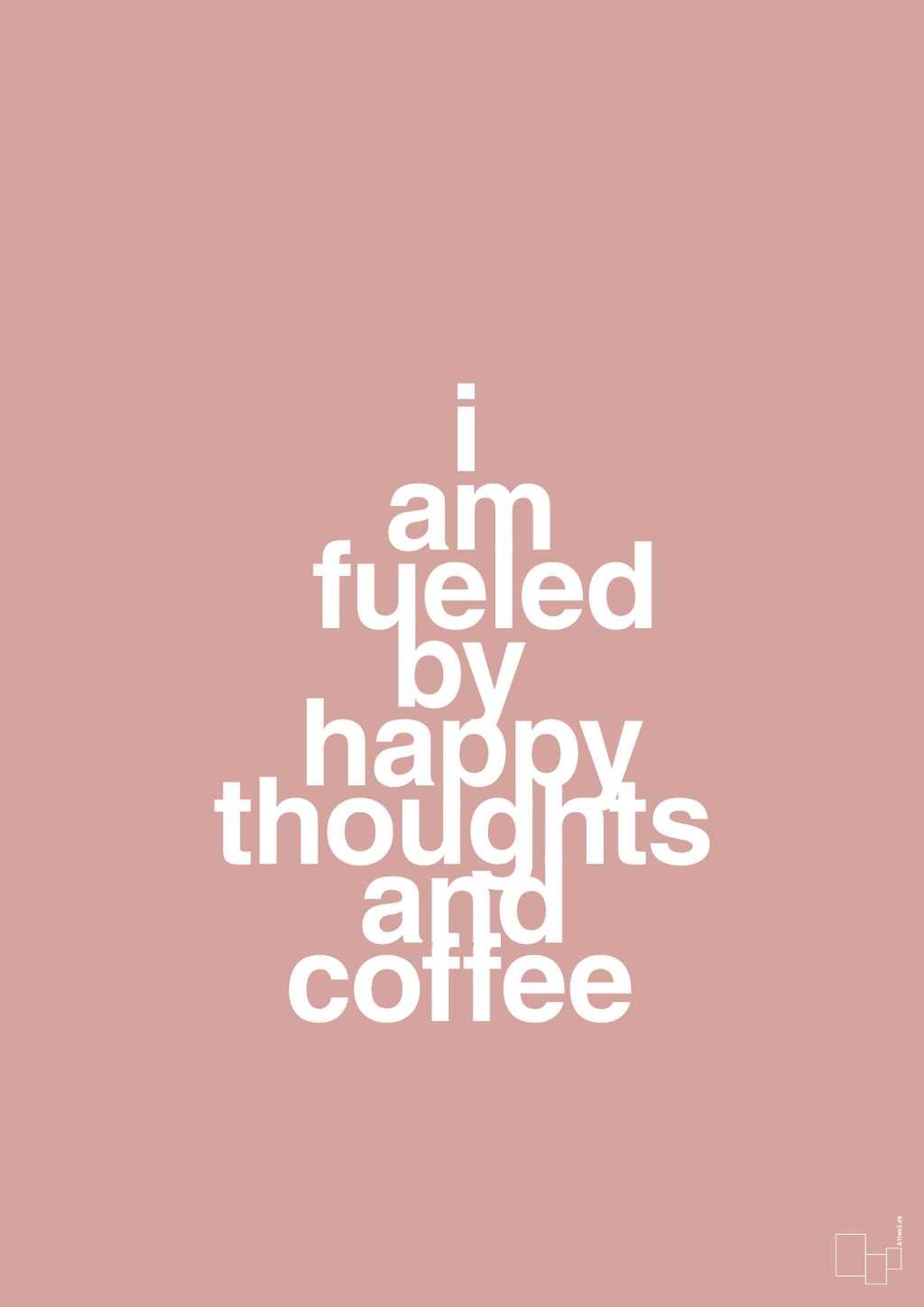 plakat: i am fueled by happy thoughts and coffee - bubble shell-Kaffe-A1two3