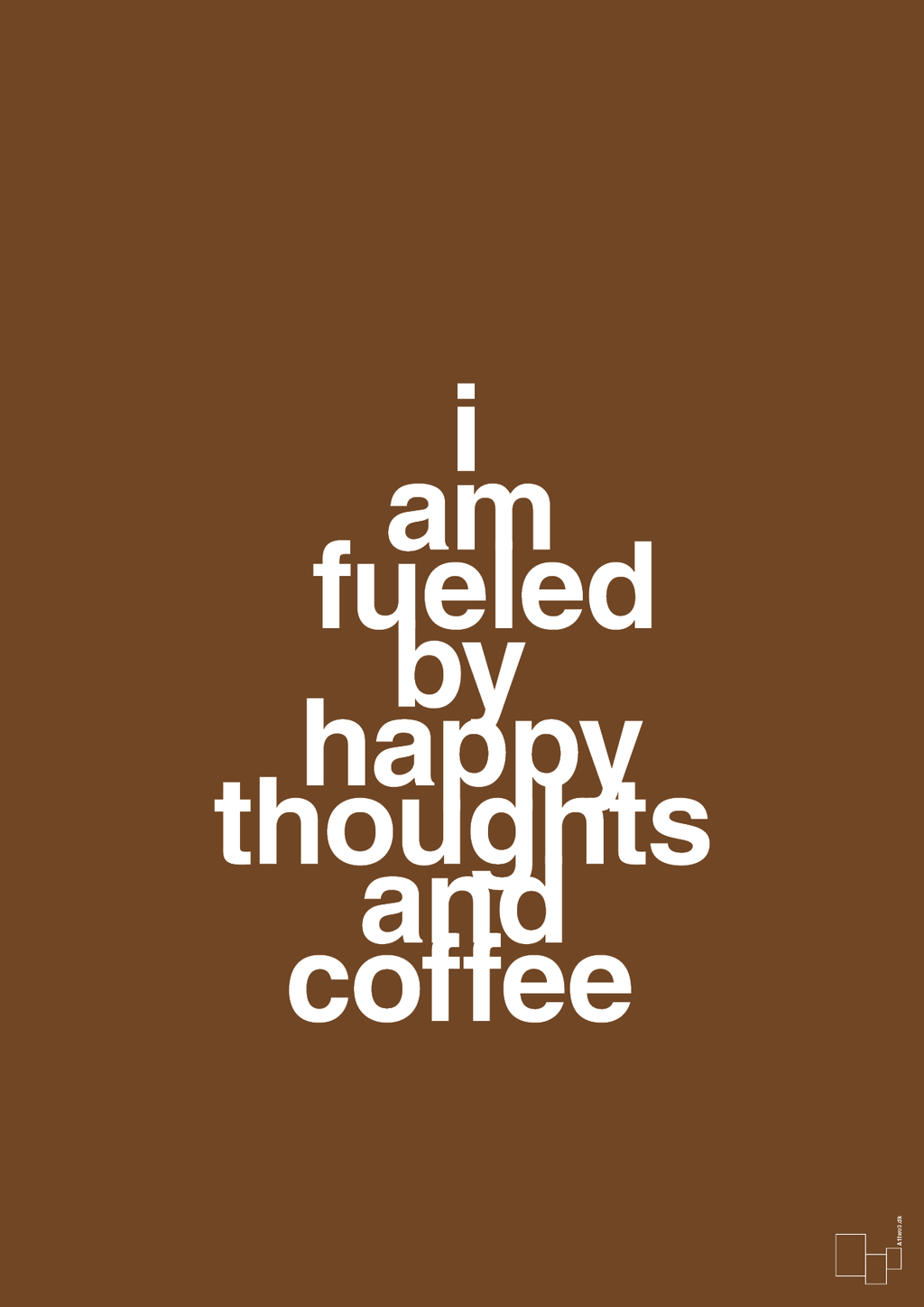 plakat: i am fueled by happy thoughts and coffee - dark brown-Kaffe-A1two3