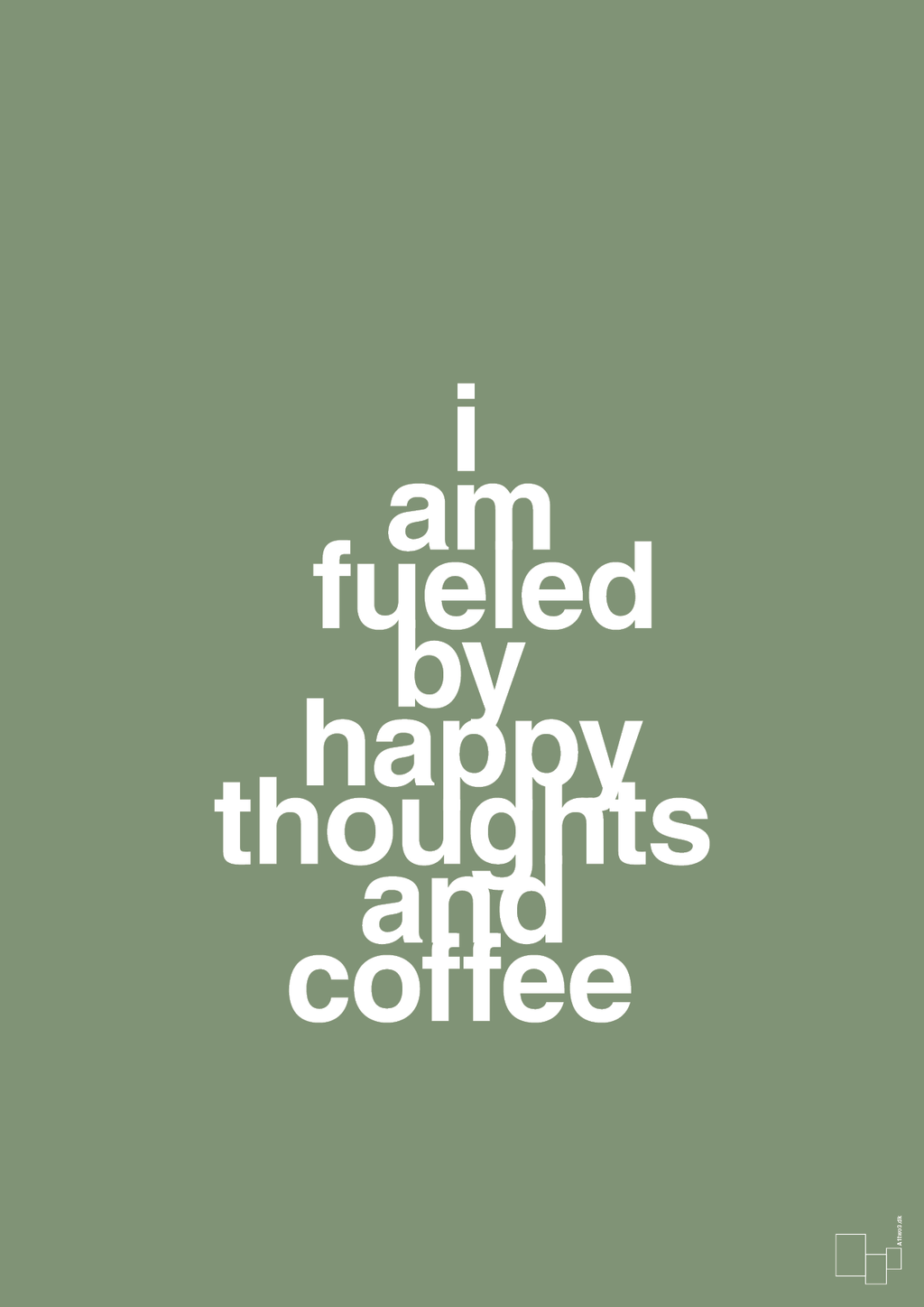 plakat: i am fueled by happy thoughts and coffee - jade-Kaffe-A1two3