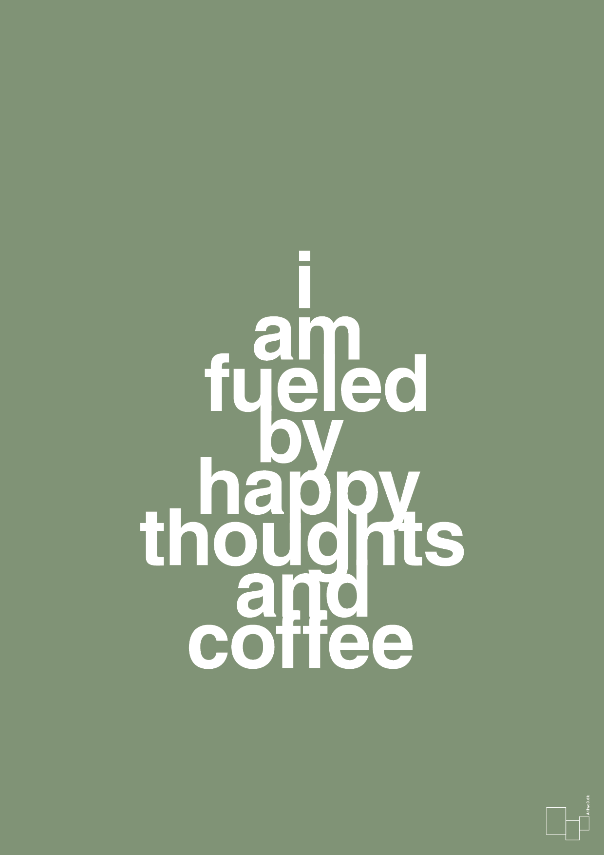 plakat: i am fueled by happy thoughts and coffee - jade-Kaffe-A1two3