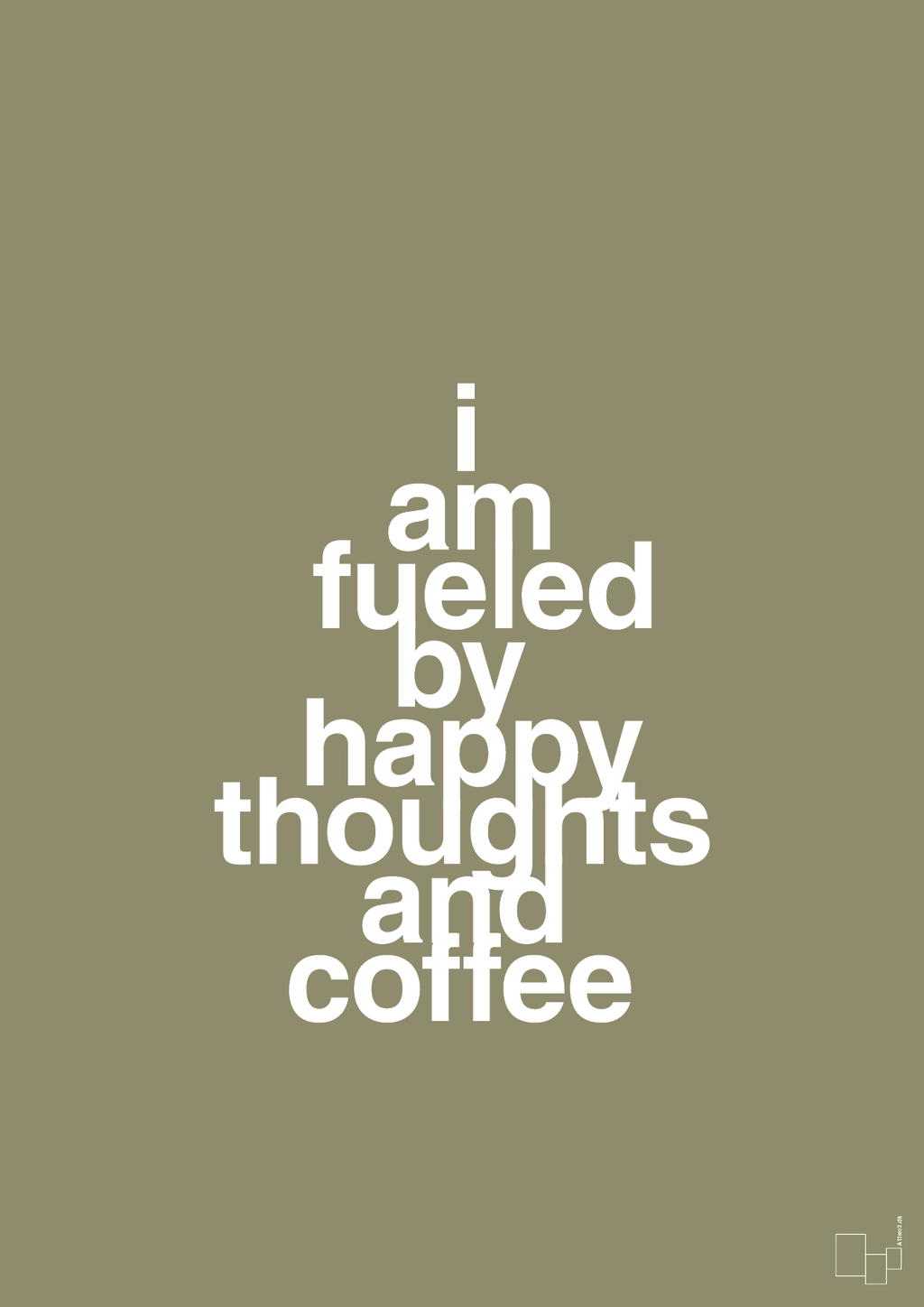 plakat: i am fueled by happy thoughts and coffee - misty forrest-Kaffe-A1two3