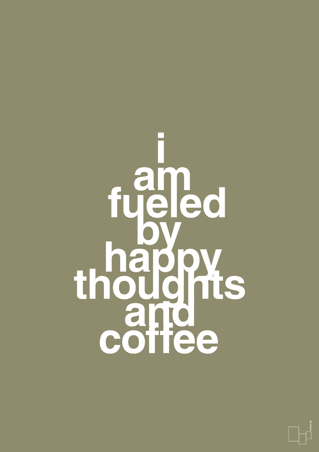 plakat: i am fueled by happy thoughts and coffee - misty forrest-Kaffe-A1two3