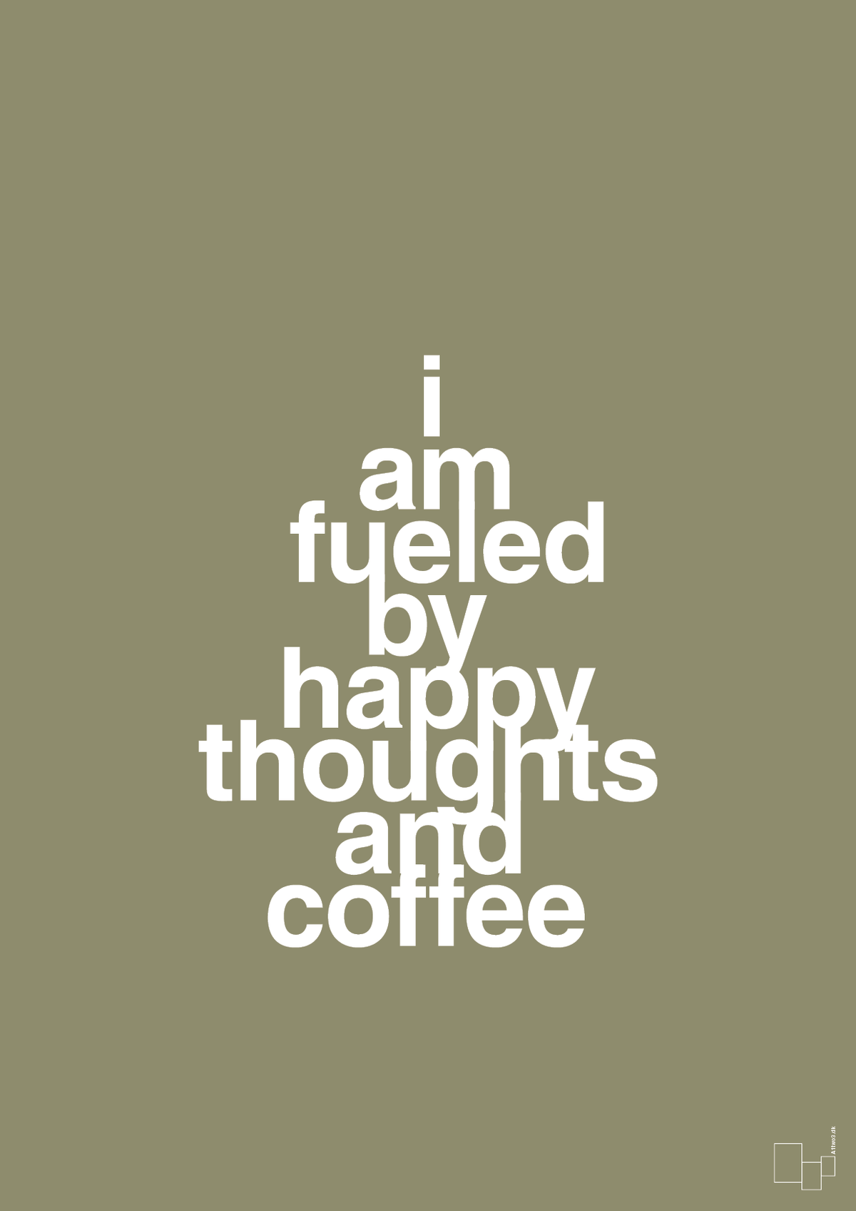plakat: i am fueled by happy thoughts and coffee - misty forrest-Kaffe-A1two3