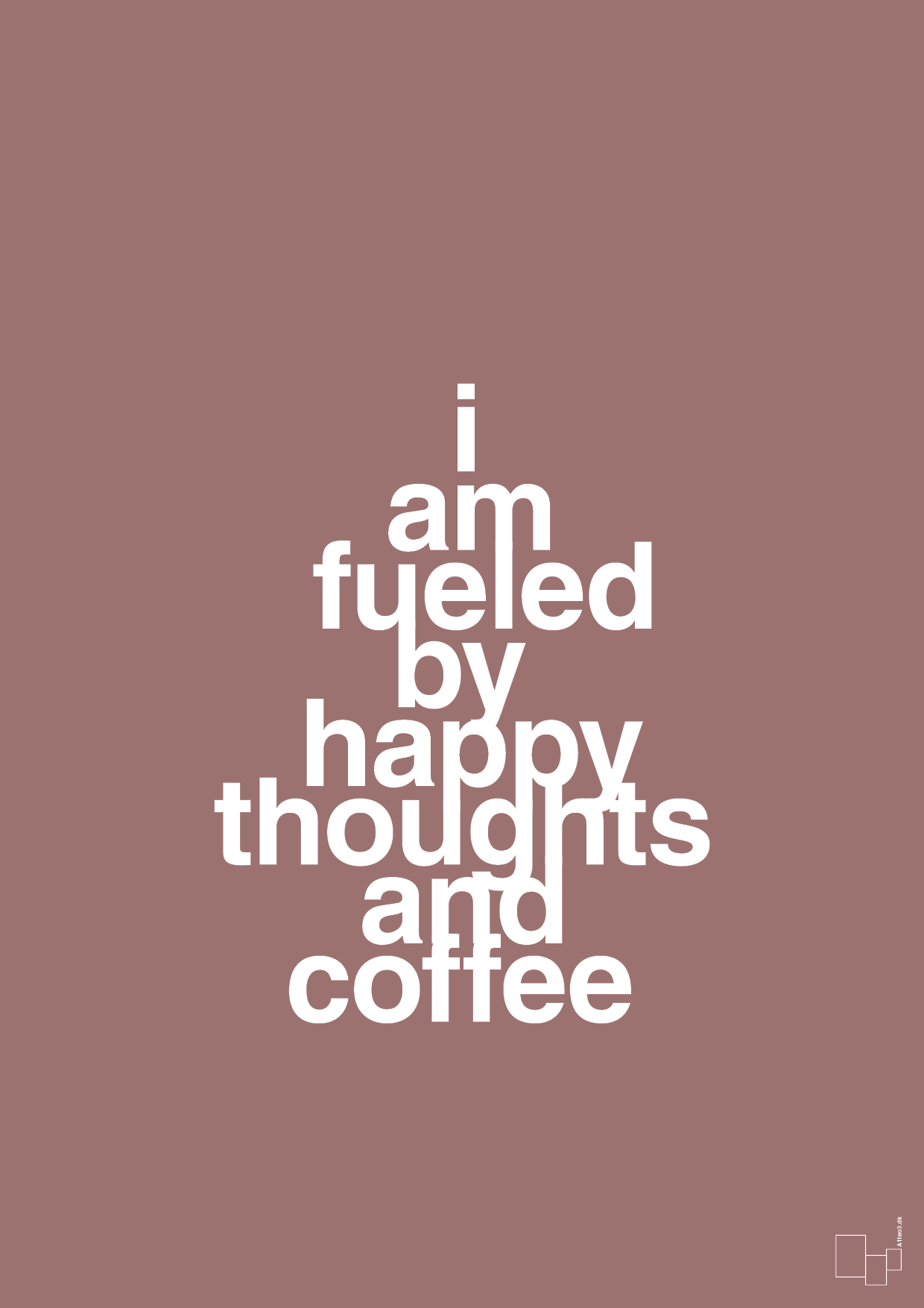 plakat: i am fueled by happy thoughts and coffee - plum-Kaffe-A1two3
