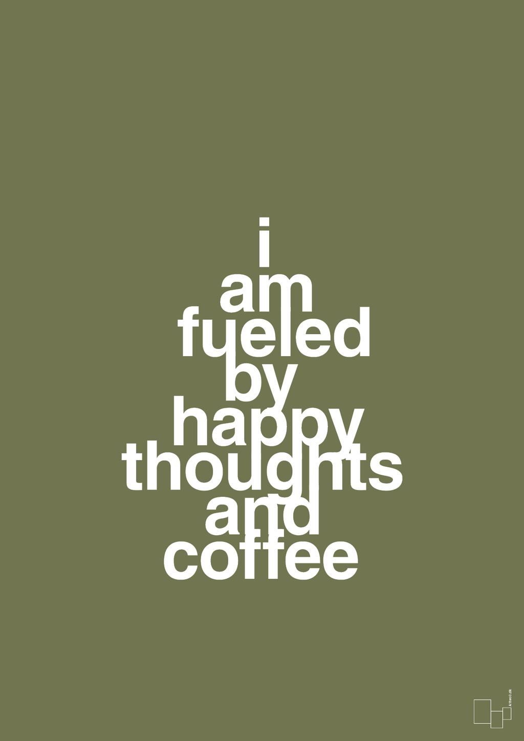 plakat: i am fueled by happy thoughts and coffee - secret meadow-Kaffe-A1two3