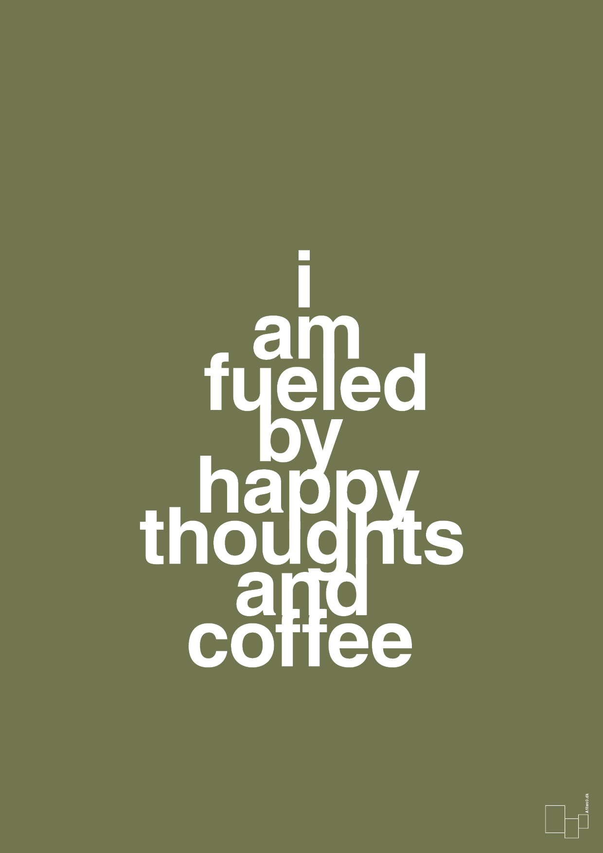 plakat: i am fueled by happy thoughts and coffee - secret meadow-Kaffe-A1two3