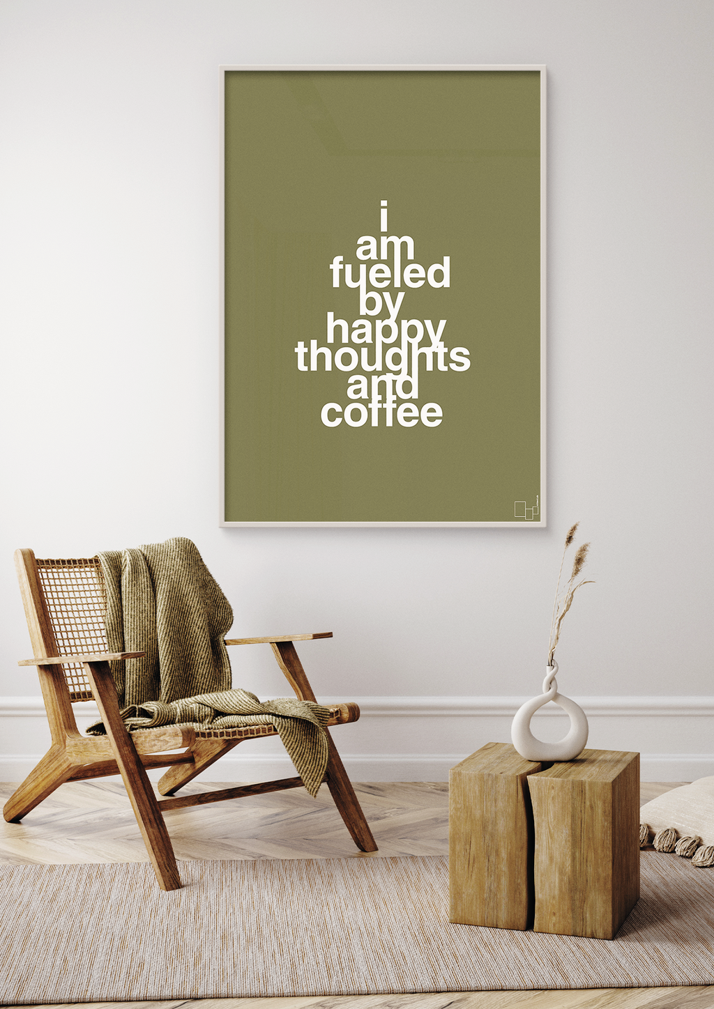 plakat: i am fueled by happy thoughts and coffee - creamy mushroom-Kaffe-A1two3