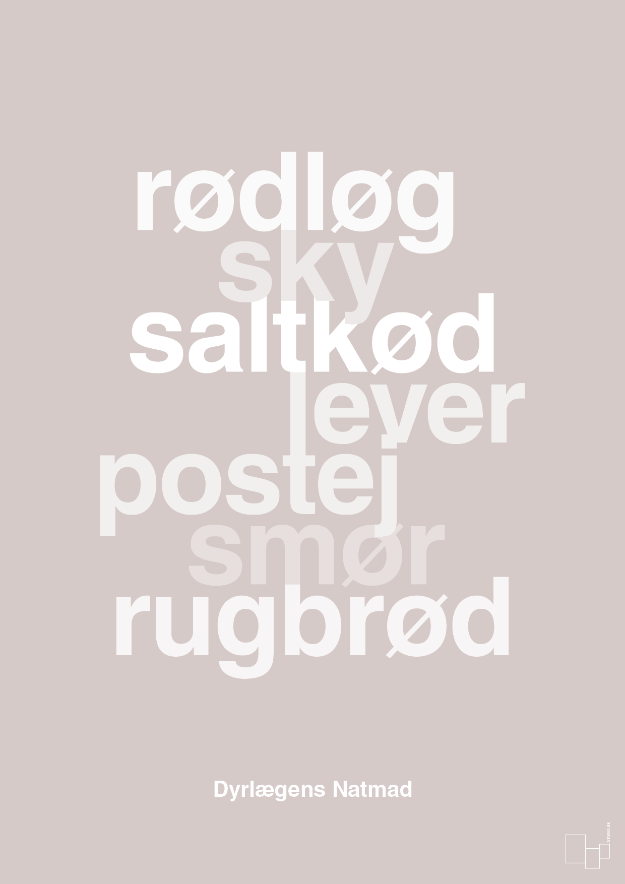 plakat: dyrelægens natmad - broken beige-Opskrifter-A1two3