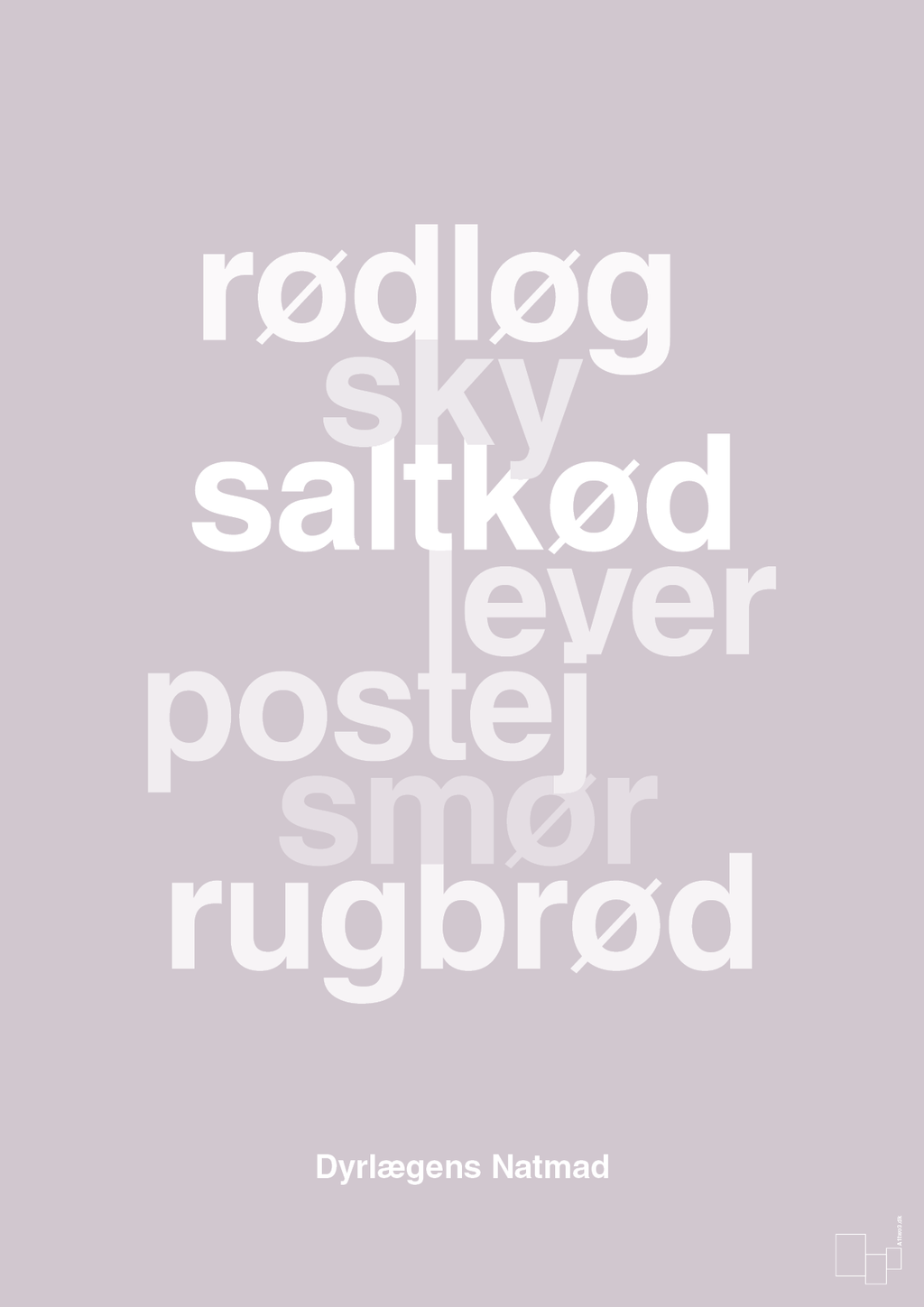 plakat: dyrelægens natmad - dusty lilac-Opskrifter-A1two3