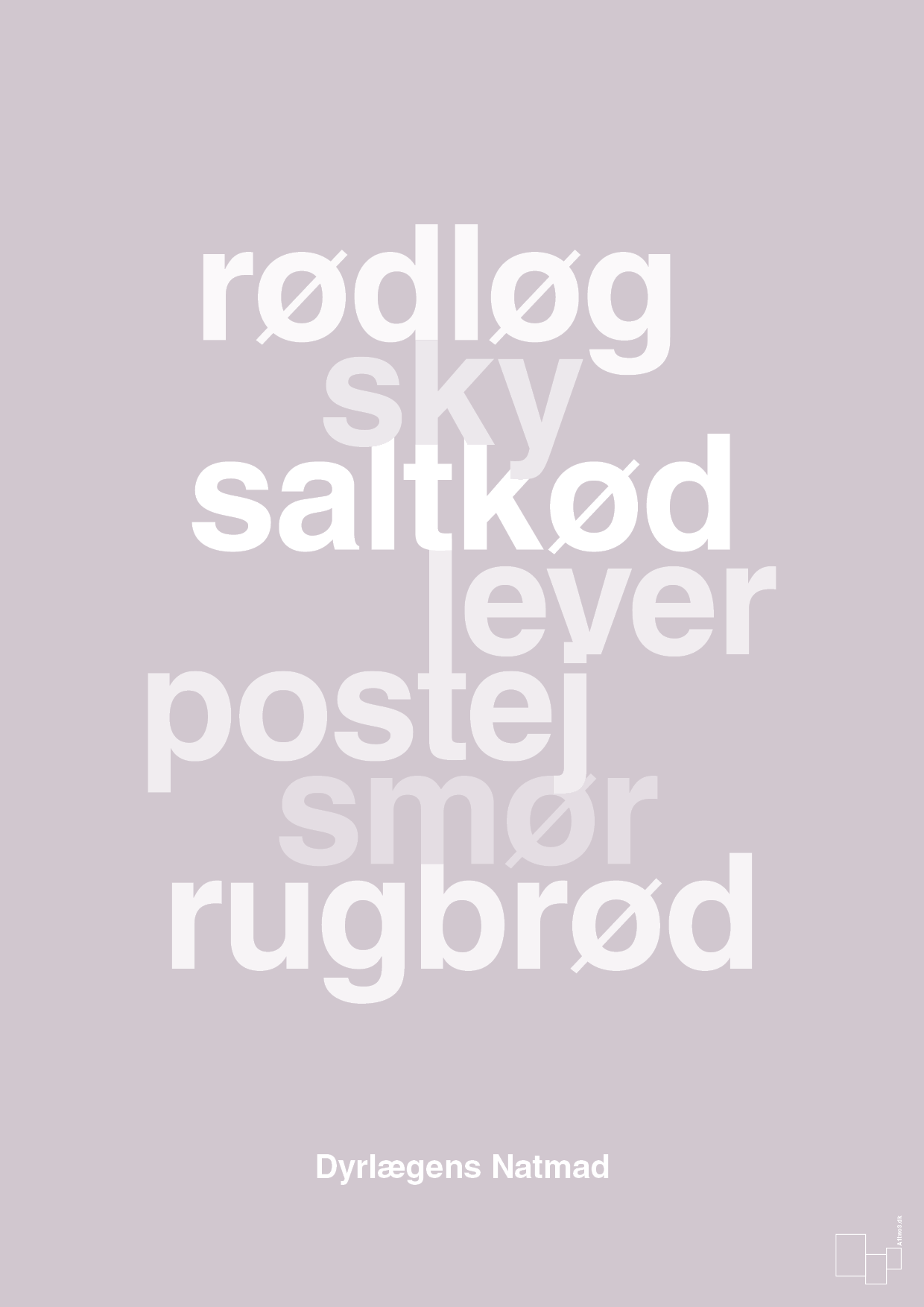 plakat: dyrelægens natmad - dusty lilac-Opskrifter-A1two3