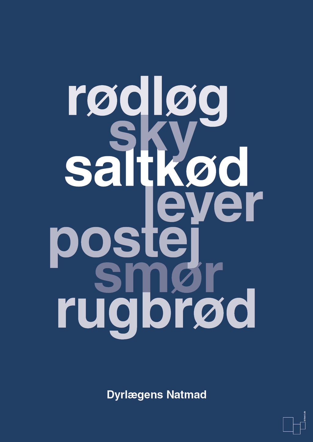 plakat: dyrelægens natmad - lapis blue-Opskrifter-A1two3