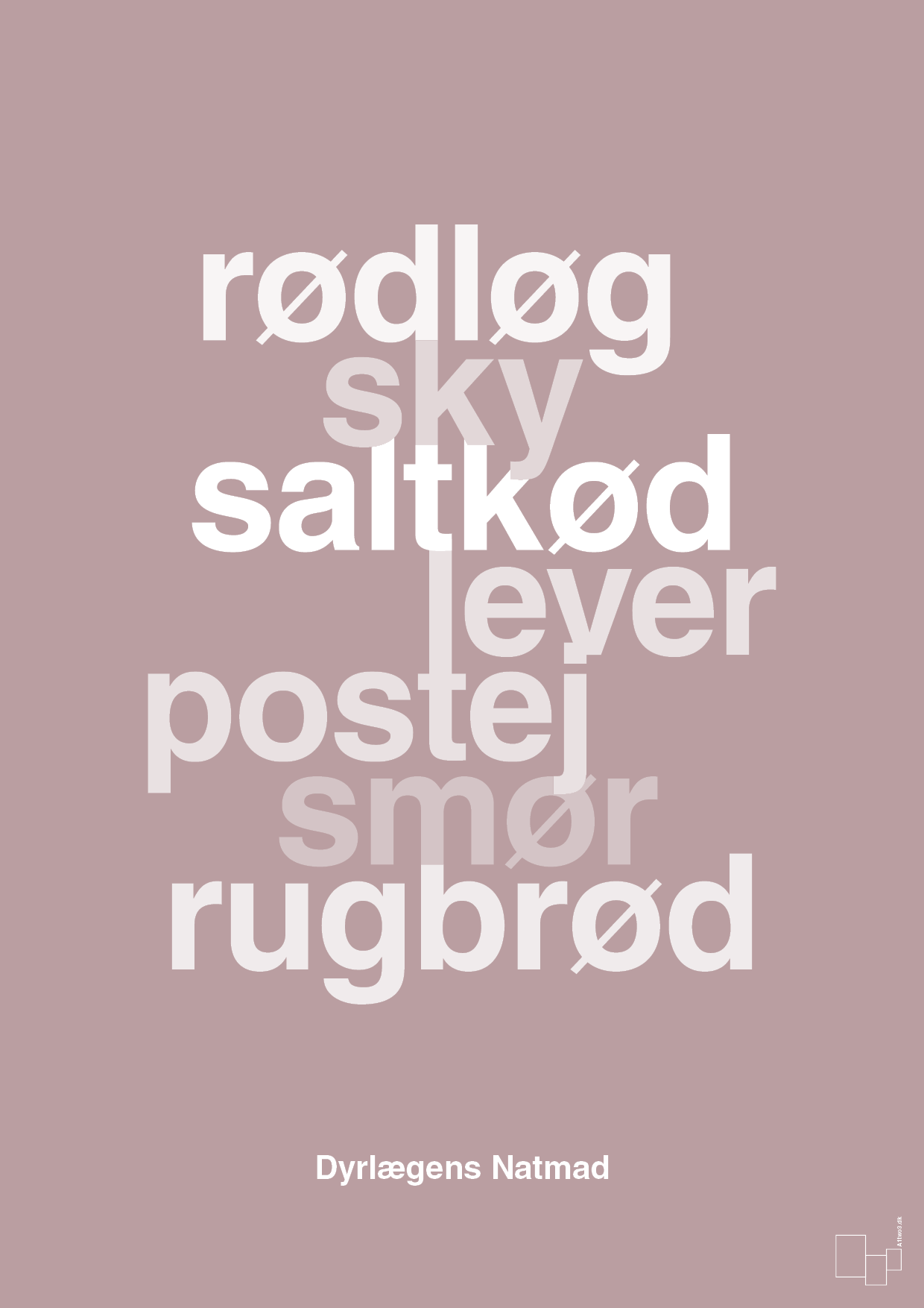 plakat: dyrelægens natmad - light rose-Opskrifter-A1two3
