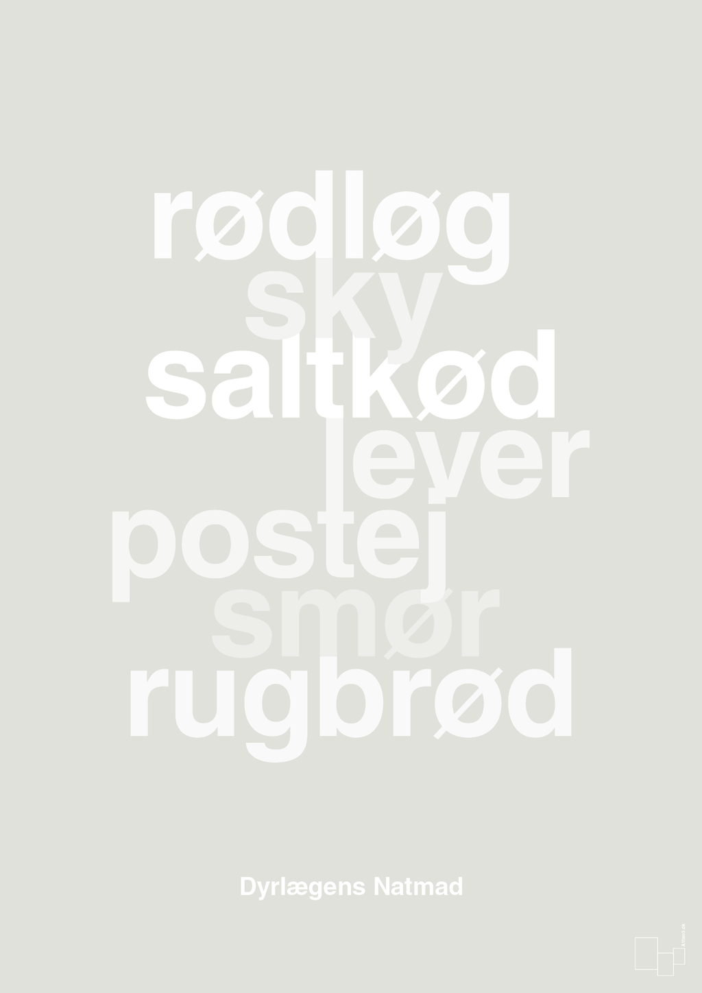 plakat: dyrelægens natmad - painters white-Opskrifter-A1two3