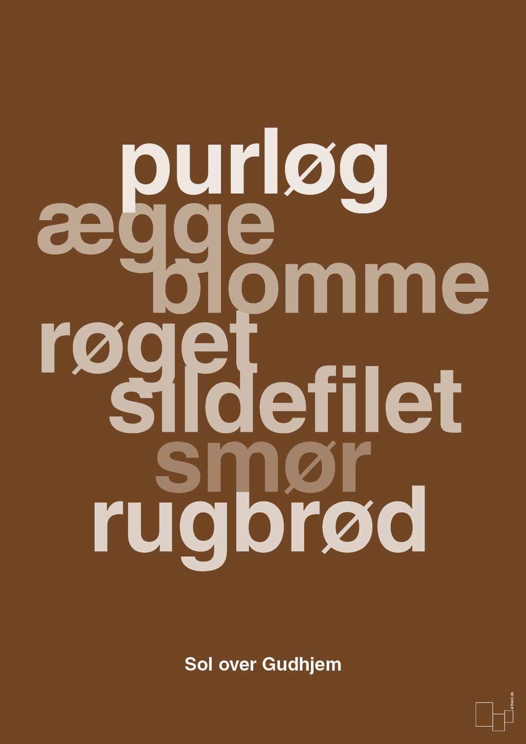 plakat: sol over gudhjem - dark brown-Opskrifter-A1two3