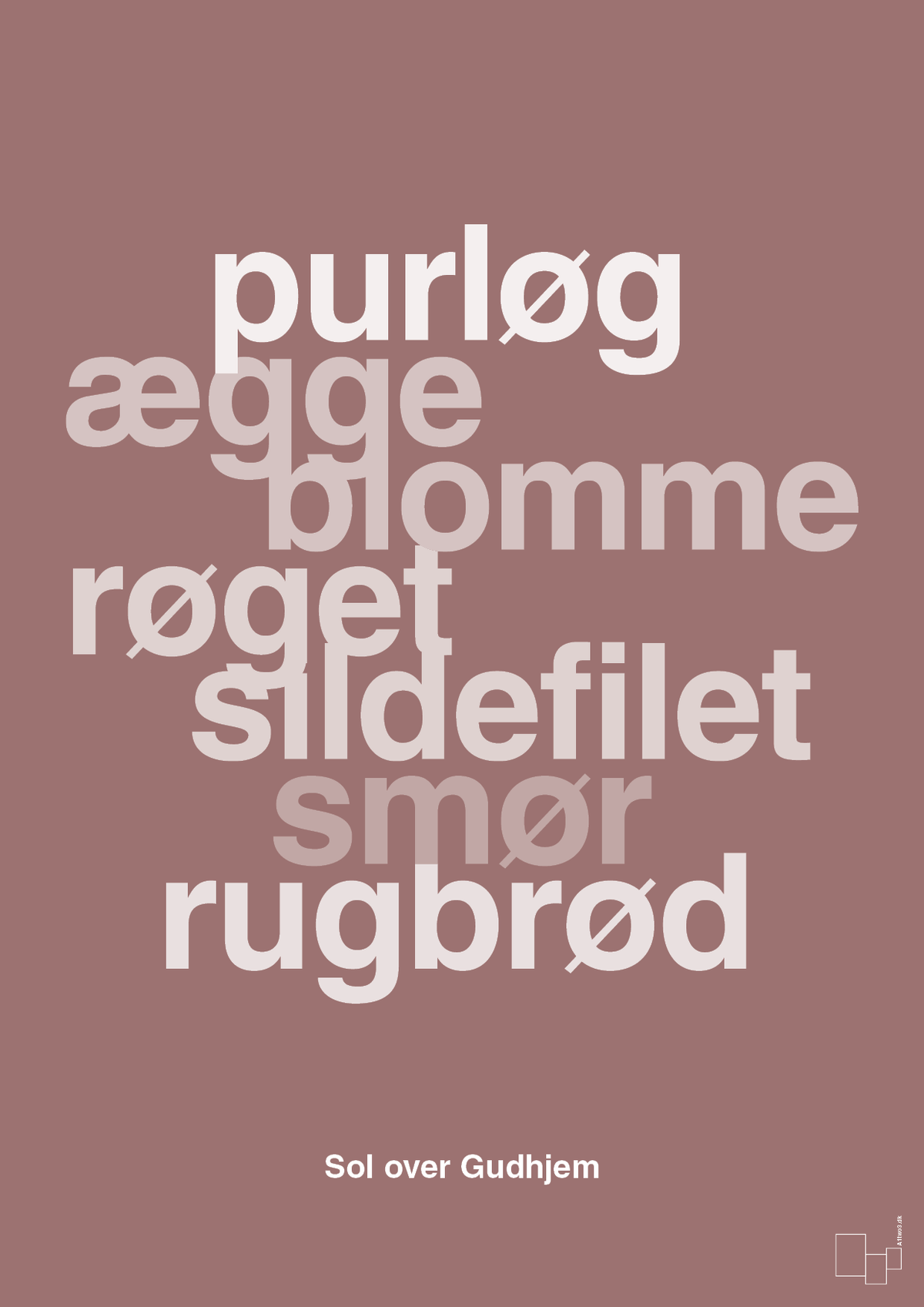 plakat: sol over gudhjem - plum-Opskrifter-A1two3