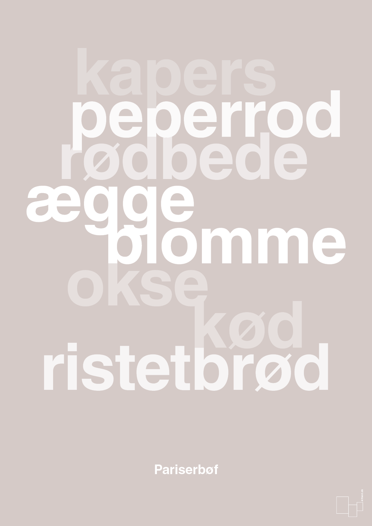 plakat: pariserbøf - broken beige-Opskrifter-A1two3