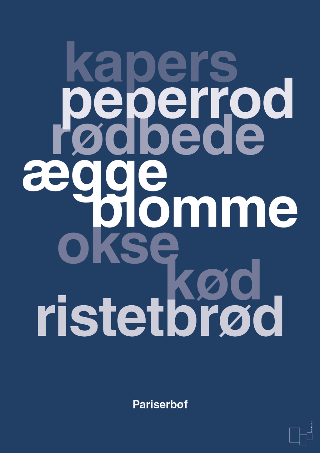 plakat: pariserbøf - lapis blue-Opskrifter-A1two3