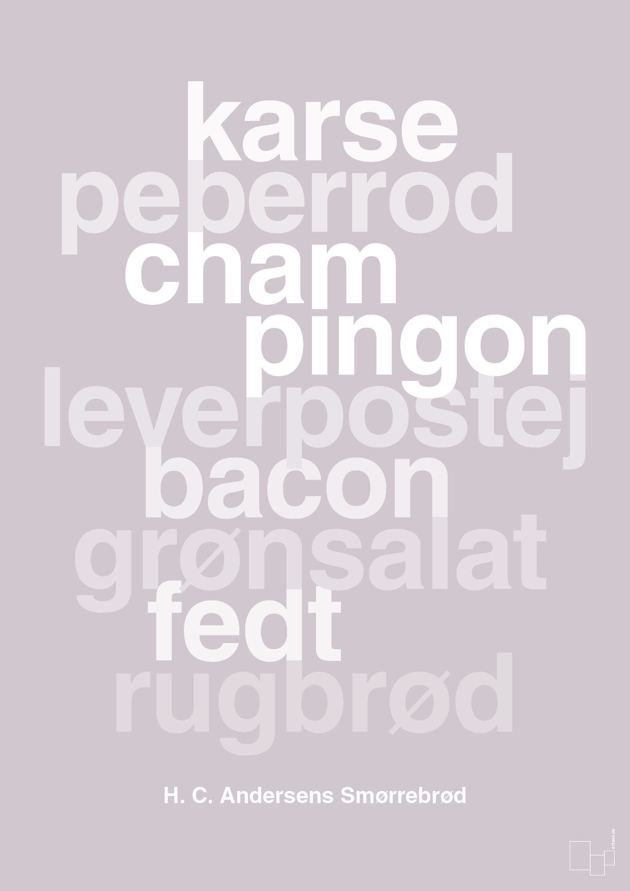 plakat: hc andersens smørrebrød - dusty lilac-Opskrifter-A1two3