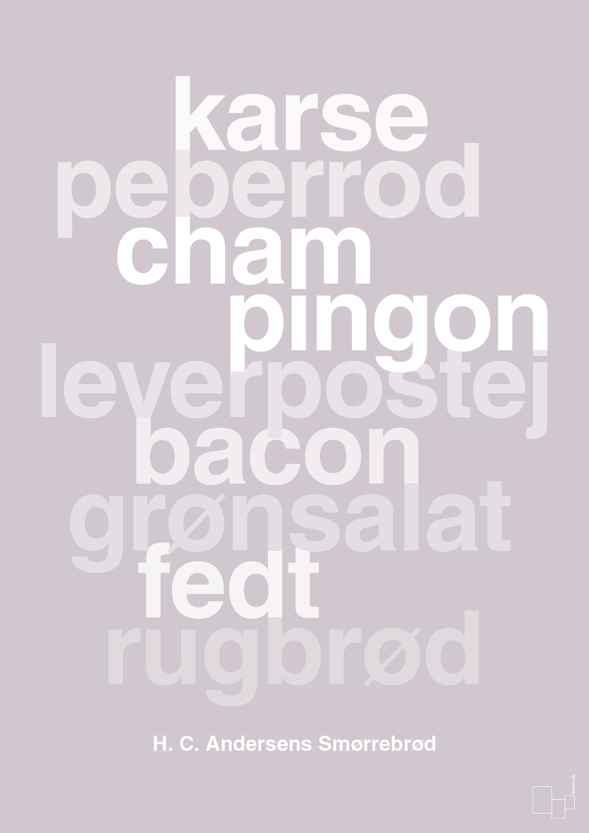 plakat: hc andersens smørrebrød - dusty lilac-Opskrifter-A1two3