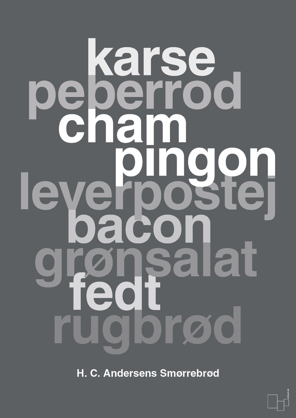 plakat: hc andersens smørrebrød - graphic charcoal-Opskrifter-A1two3
