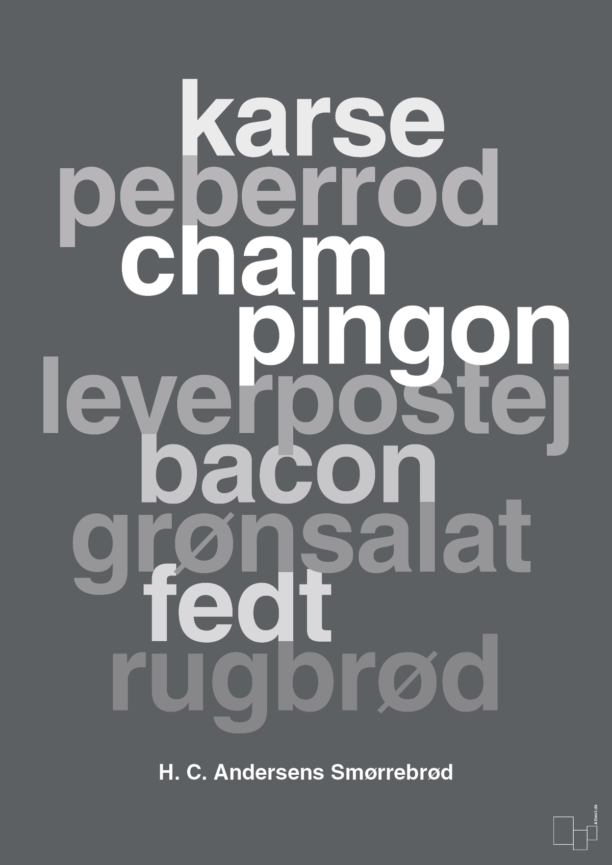 plakat: hc andersens smørrebrød - graphic charcoal-Opskrifter-A1two3
