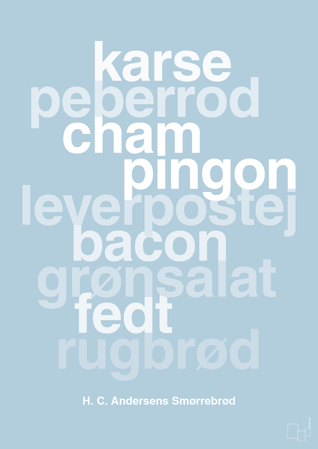 plakat: hc andersens smørrebrød - heavenly blue-Opskrifter-A1two3