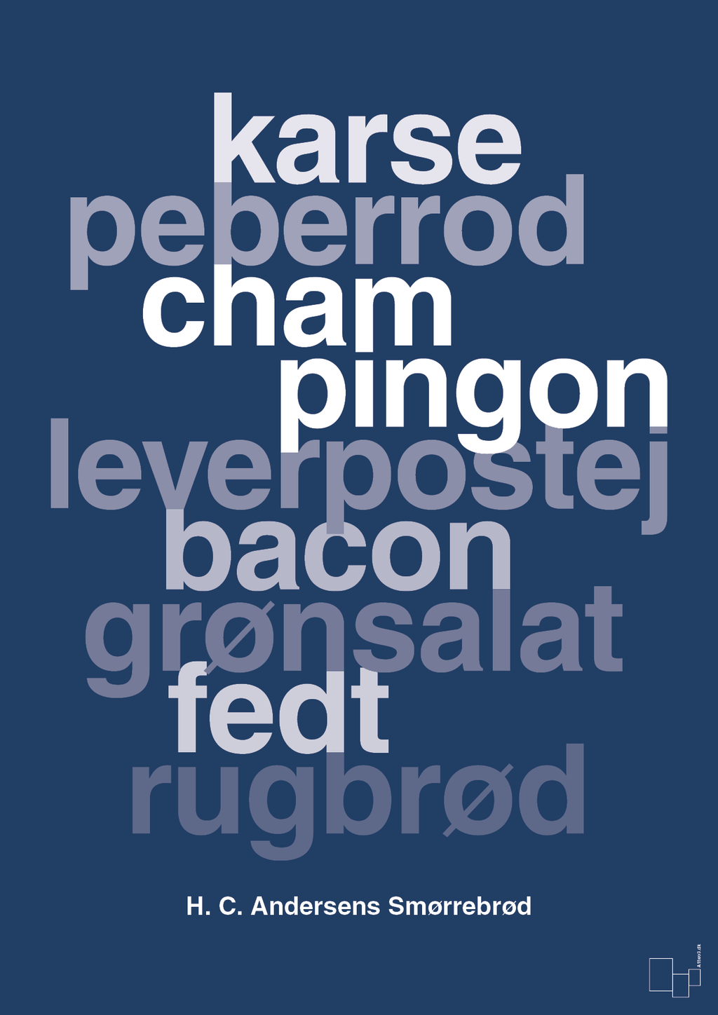 plakat: hc andersens smørrebrød - lapis blue-Opskrifter-A1two3