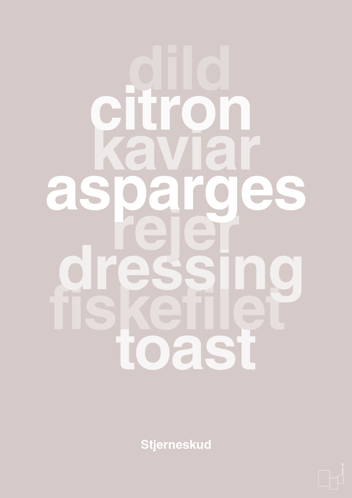 plakat: stjerneskud - broken beige-Opskrifter-A1two3