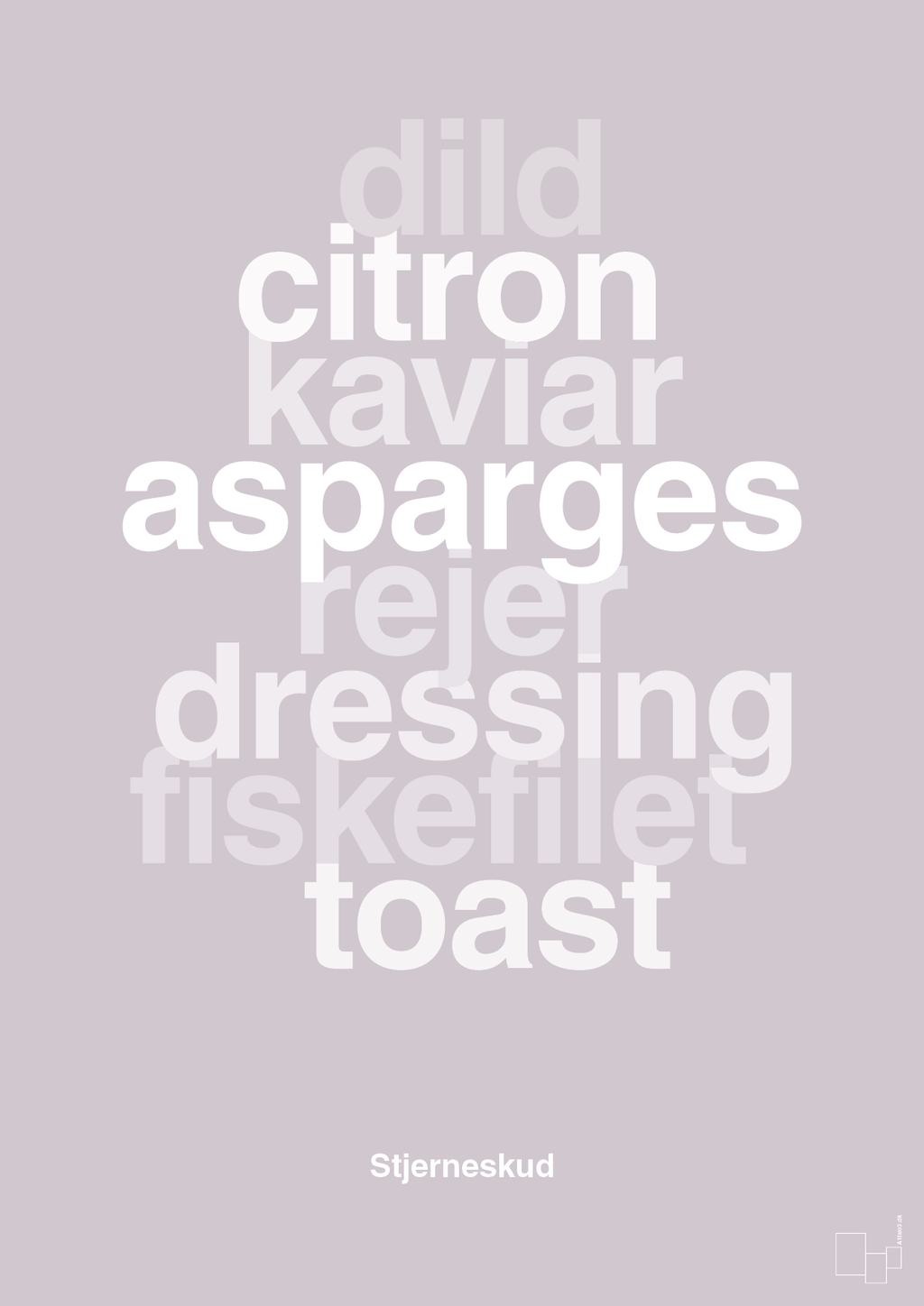 plakat: stjerneskud - dusty lilac-Opskrifter-A1two3